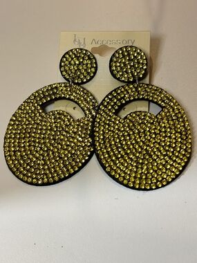 Gold Crystal Round Drop Earrings for Women